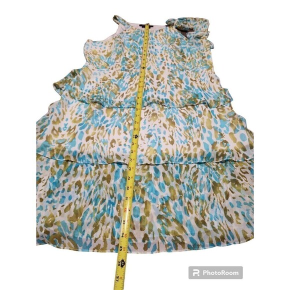 BCBGMaxAzria Blue and Green Animal Print
Tiered Sleeveless Chiffon Midi Dress XL - Picture 11 of 12
